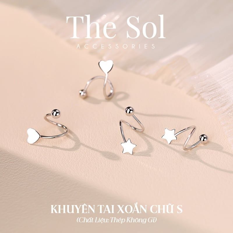  Khuyên Tai Thép Không Gỉ Xoắn S Nhiều Hình 