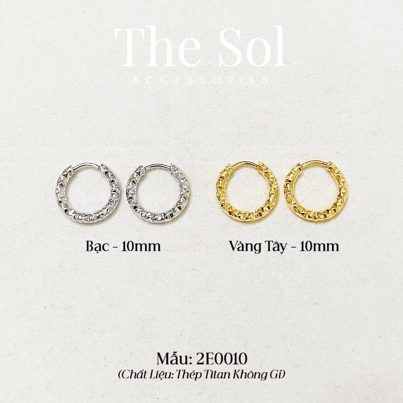  Bông Tai Titan Tròn Hoops Dia Pattern - Mẫu 10 
