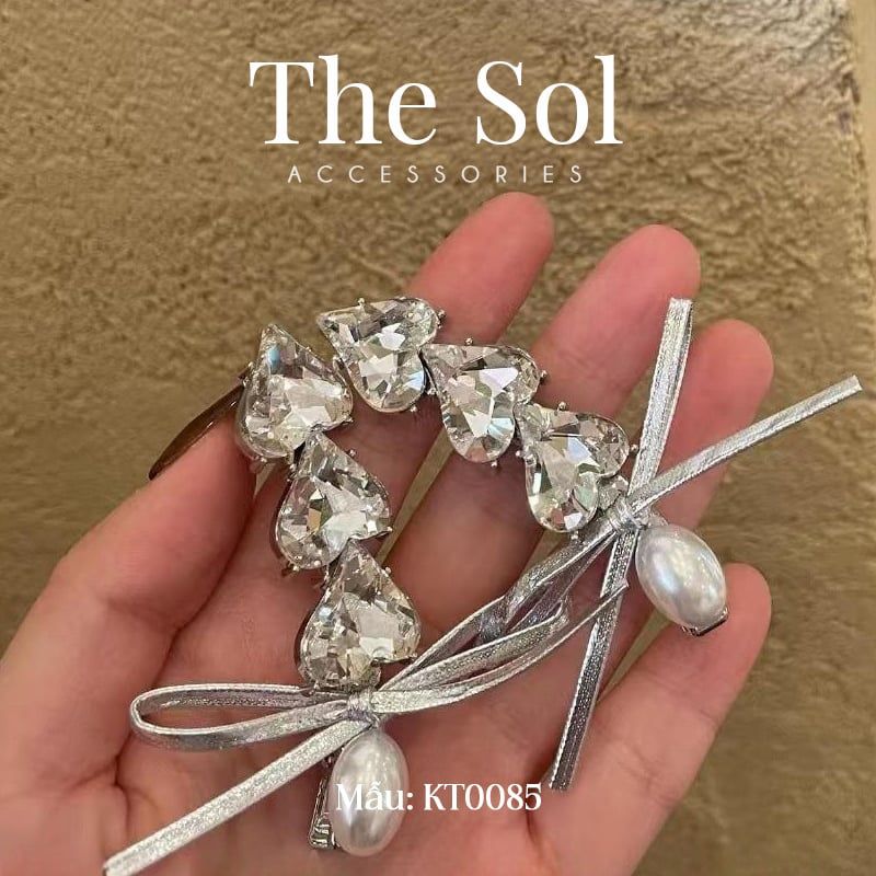  Kẹp Tóc Hàn Quốc Triple Dia Hearts - 1 Chiếc 