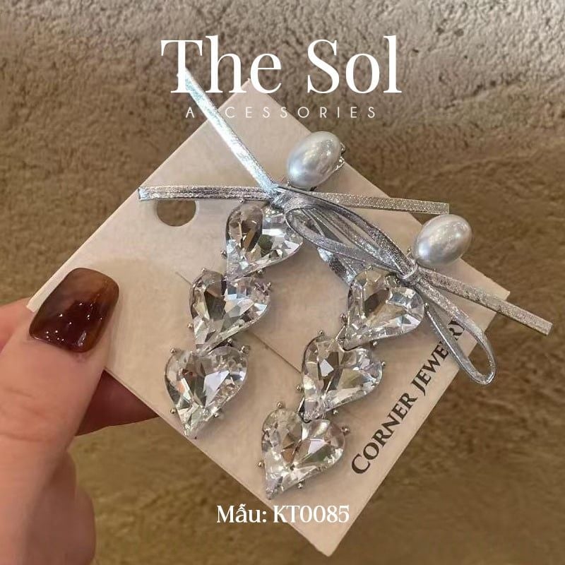  Kẹp Tóc Hàn Quốc Triple Dia Hearts - 1 Chiếc 