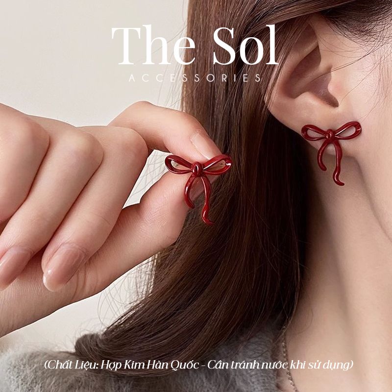  Bông Tai Hàn Quốc Red Bow 