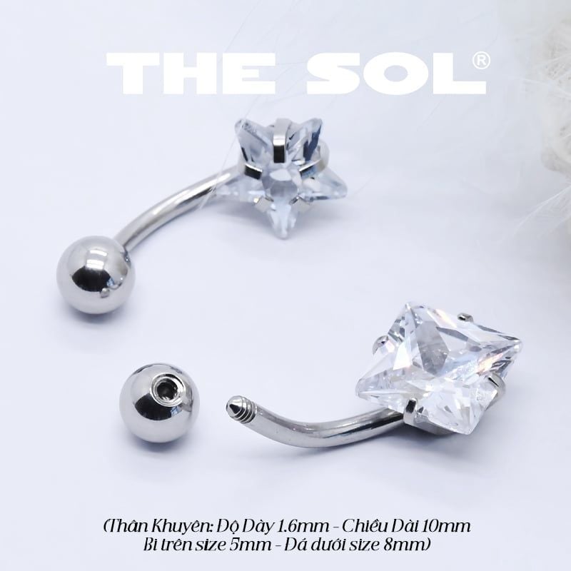  Khuyên Rốn Titan Unisex Đính Đá Nhiều Hình 