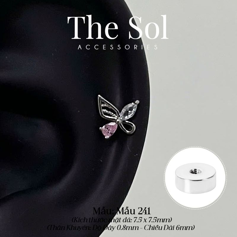  Khuyên Tai Thép Xi Mạ Pinky Butterfly  - Mẫu 241 