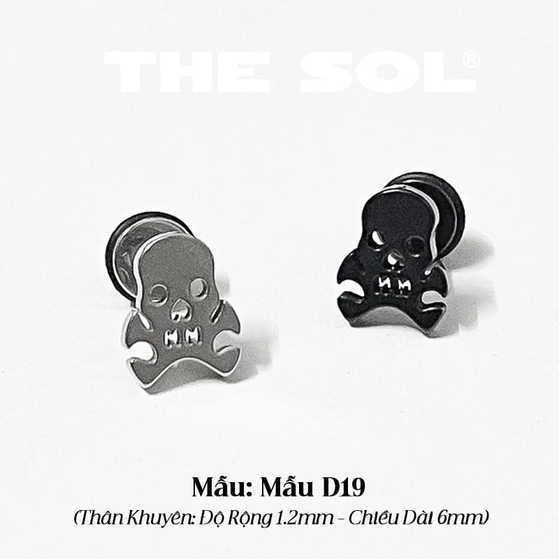  Khuyên Tai Titan Unisex The Skull - Mẫu D19 