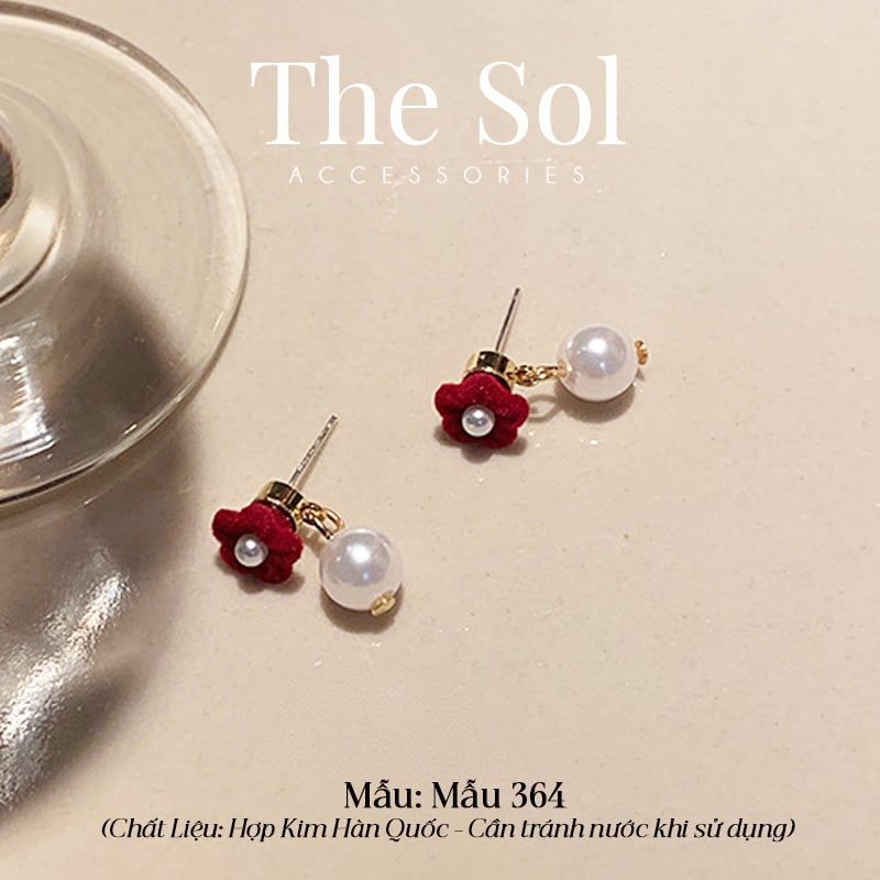  Bông Tai Hàn Quốc Velvet Flower - Mẫu 364 