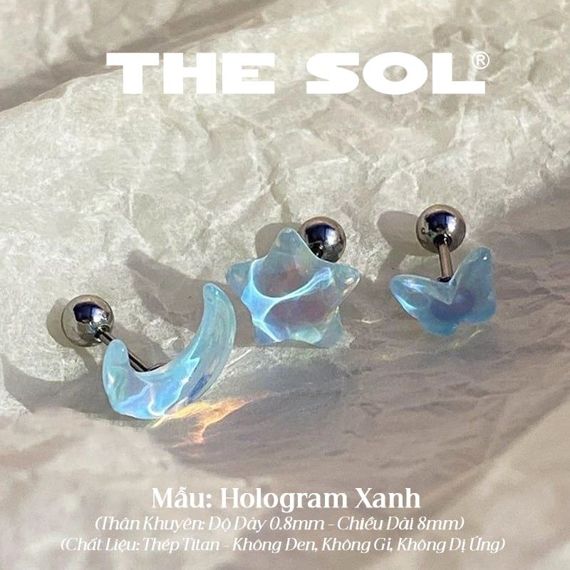  Khuyên Tai Thép Titan Màu Sắc Hologram 