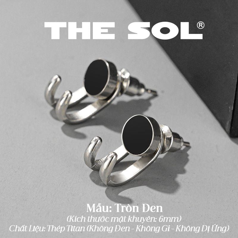  Khuyên Tai Titan Unisex The Claw 2 In 1 - Tròn Đen 