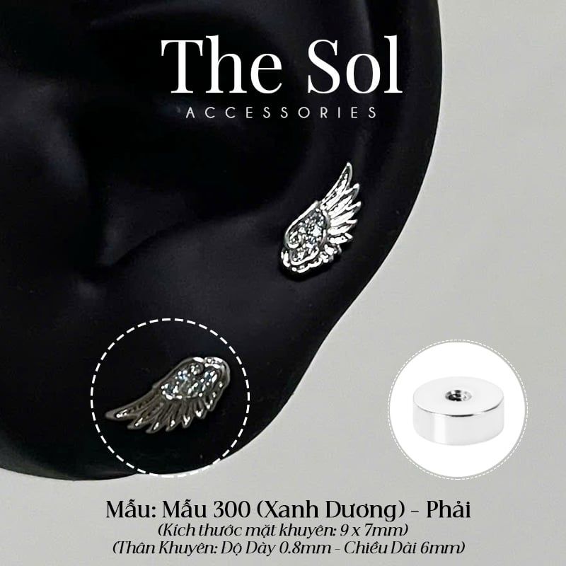  Khuyên Tai Thép Xi Mạ The Wing - Mẫu 300 