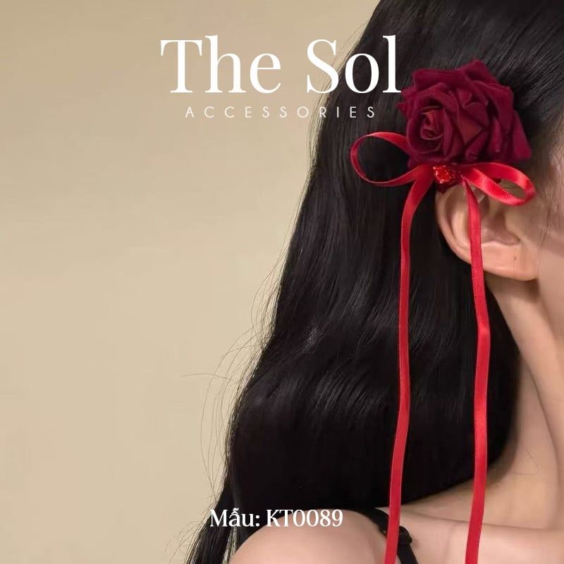  Kep Tóc Hàn Quốc Red Rose 