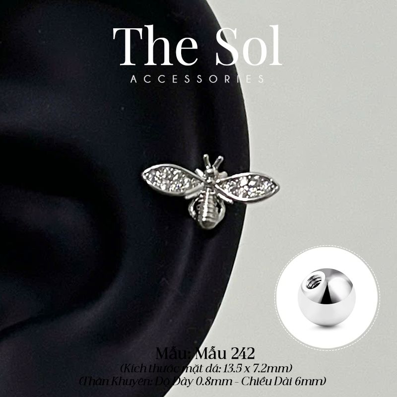  Khuyên Tai Thép Xi Mạ The Bee  - Mẫu 242 