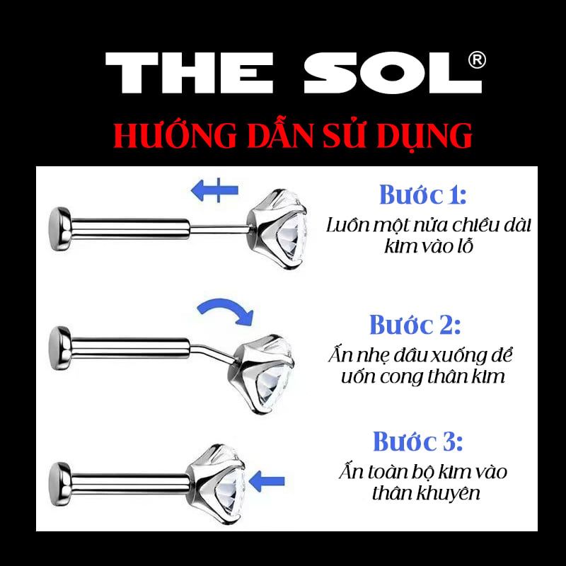  Khuyên Tai Thép Không Gỉ Chân Rút Đính Đá - Tròn 