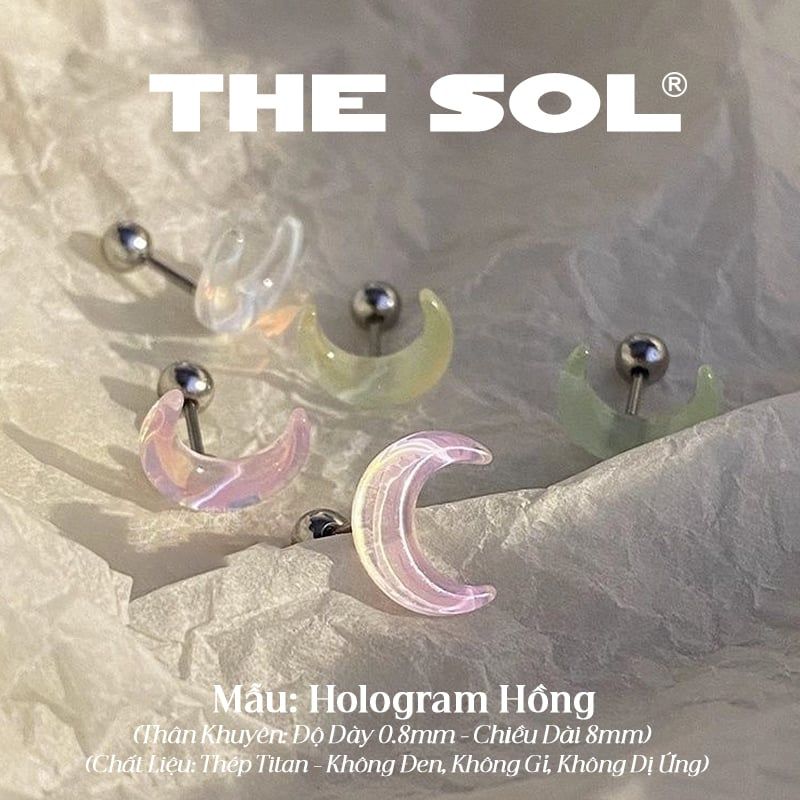  Khuyên Tai Thép Titan Màu Sắc Hologram 