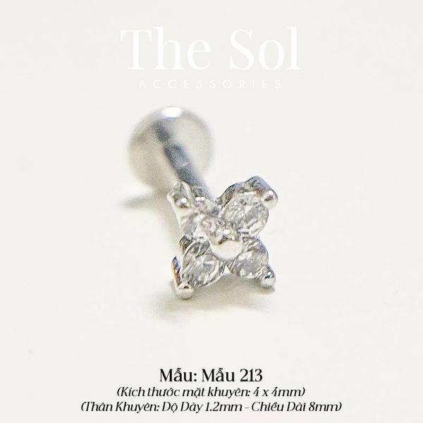  Khuyên Tai Thép Xi Mạ TRAGUS - Mẫu 213 [1 CHIẾC] 
