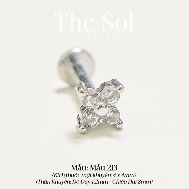  Khuyên Tai Thép Xi Mạ TRAGUS - Mẫu 213 [1 CHIẾC] 