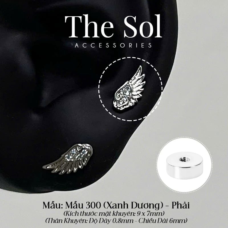  Khuyên Tai Thép Xi Mạ The Wing - Mẫu 300 