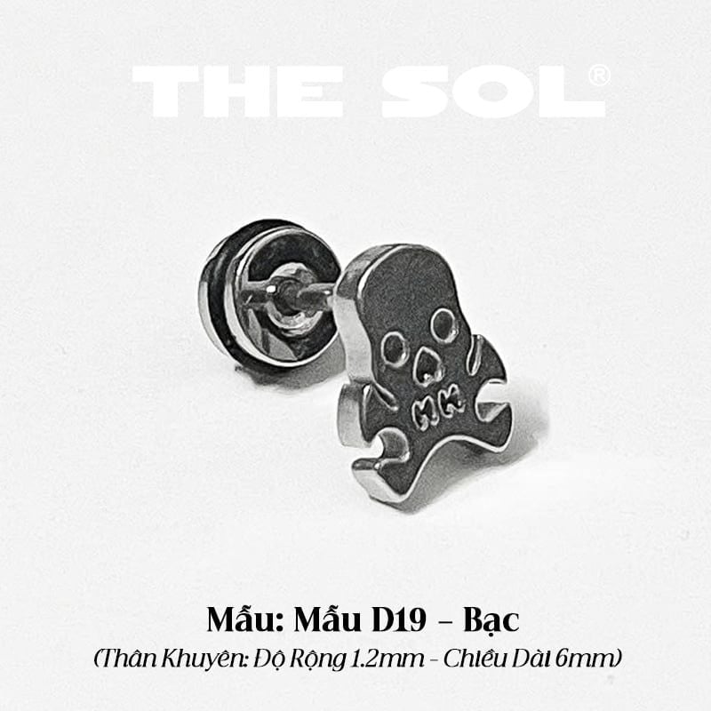  Khuyên Tai Titan Unisex The Skull - Mẫu D19 