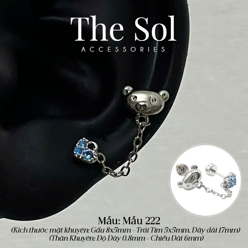  Khuyên Tai Thép Xi Mạ Teddy Bear - Mẫu 222 