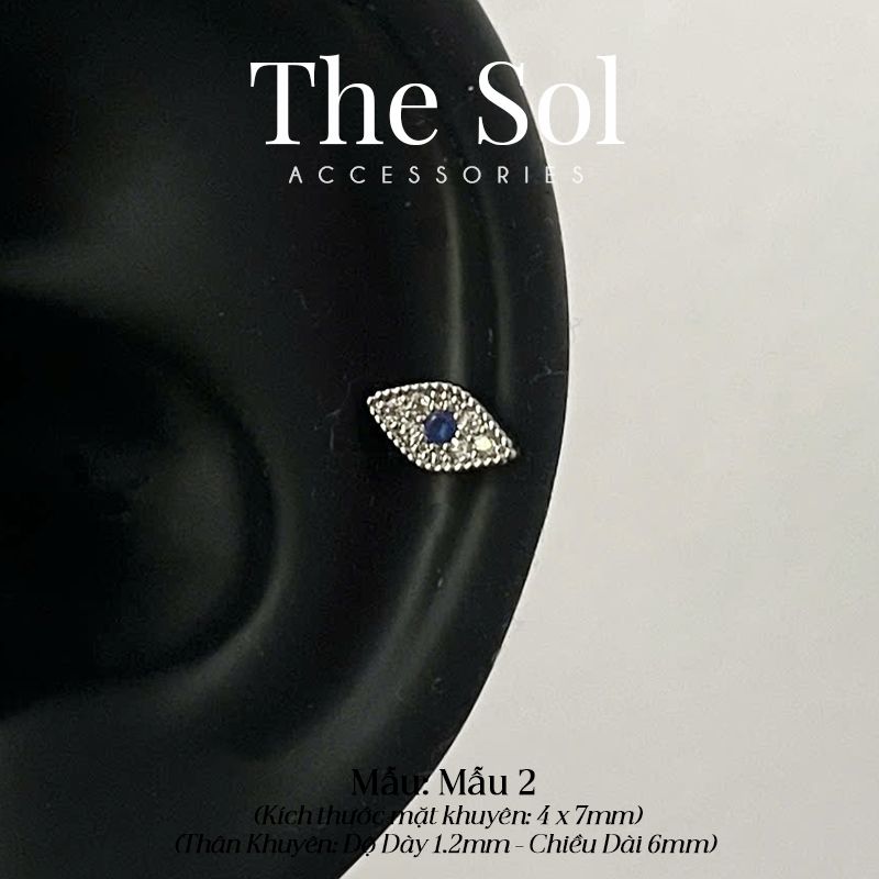  Khuyên Tai Thép Xi Mạ Blue Eye - Mẫu 2 
