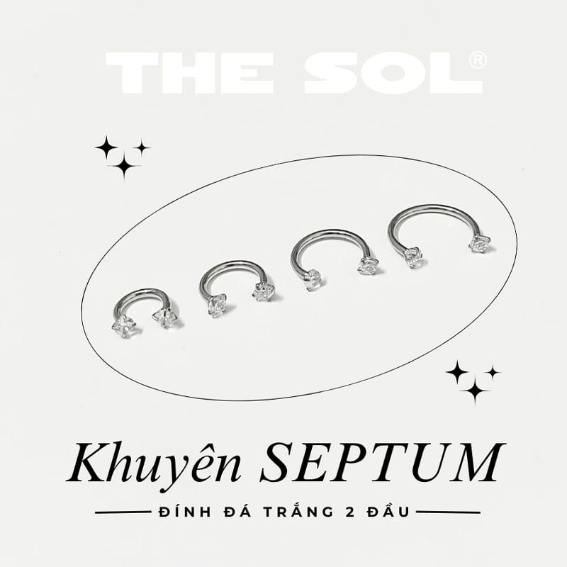  Khuyên Tai Titan Unisex Vặn 2 Đầu Ngọc - Đá Trắng 