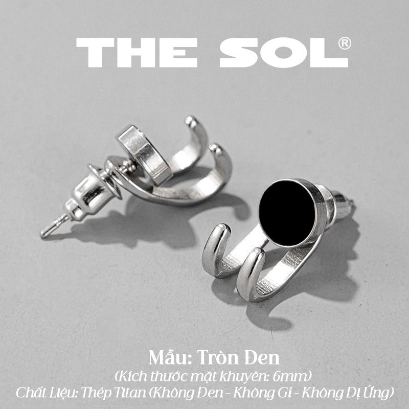  Khuyên Tai Titan Unisex The Claw 2 In 1 - Tròn Đen 
