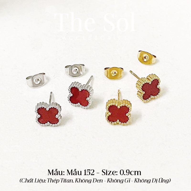  Bông Tai Titan Red Lou 0.9cm - Mẫu 152 