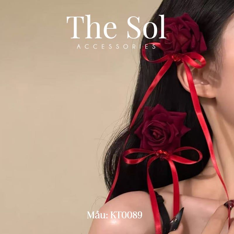  Kep Tóc Hàn Quốc Red Rose 