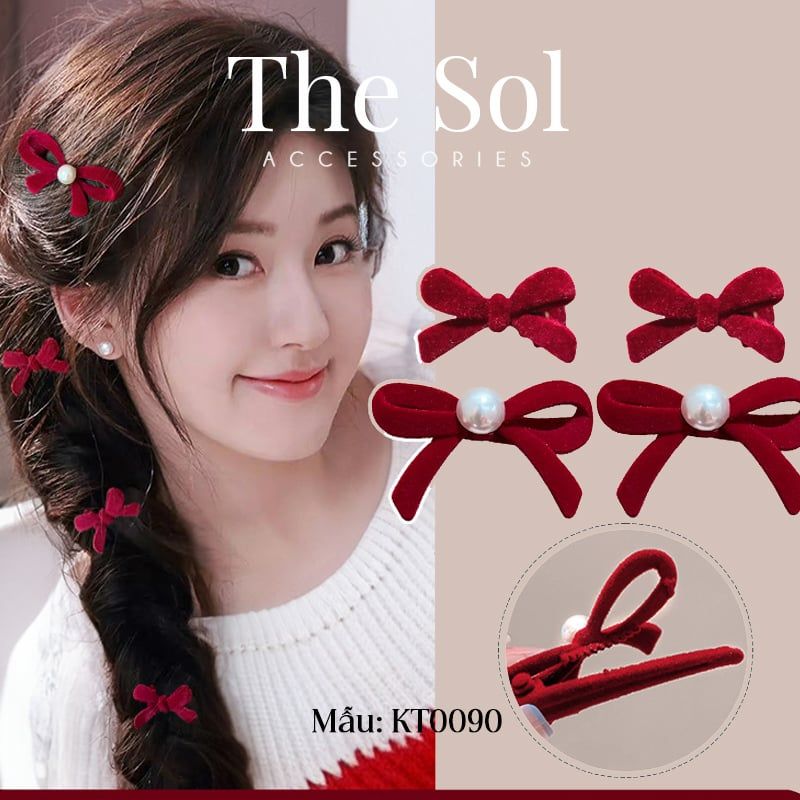  Kẹp Tóc Hàn Quốc Velvet Bow - 1 Chiếc 