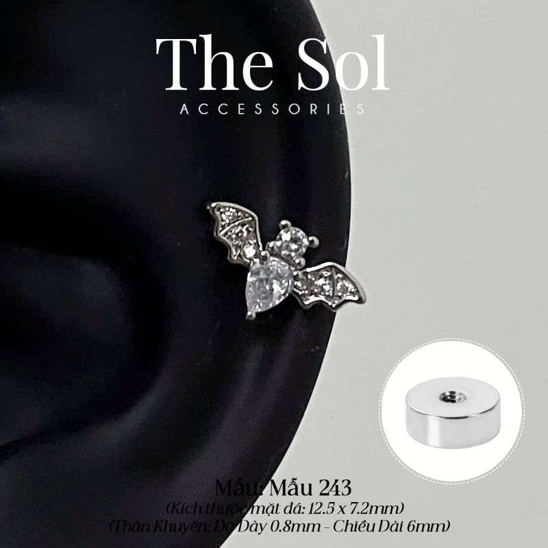  Khuyên Tai Thép Xi Mạ The Bat - Mẫu 243 