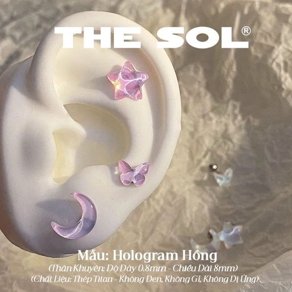  Khuyên Tai Thép Titan Màu Sắc Hologram 