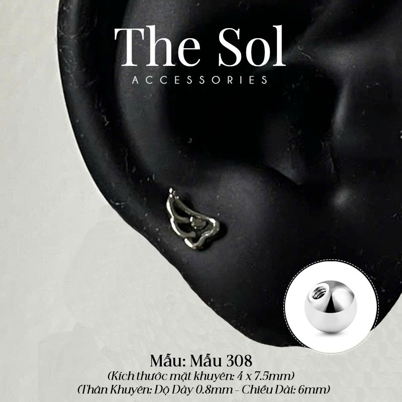  Khuyên Tai Thép Xi Mạ The Wings - Mẫu 308 