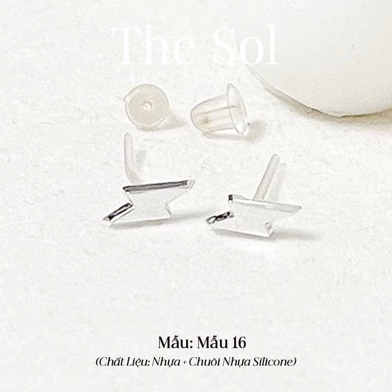  [SHOPEE] Bông Tai Nhựa Nhiều Mẫu Chuôi Su - Màu Bạc 