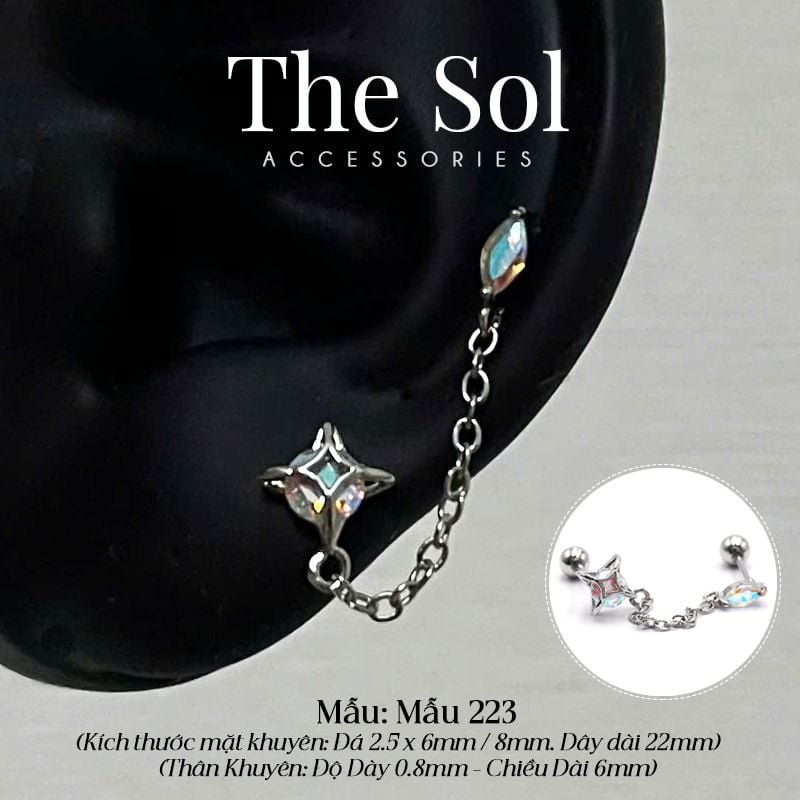  Khuyên Tai Thép Xi Mạ Hologram Bling - Mẫu 223 