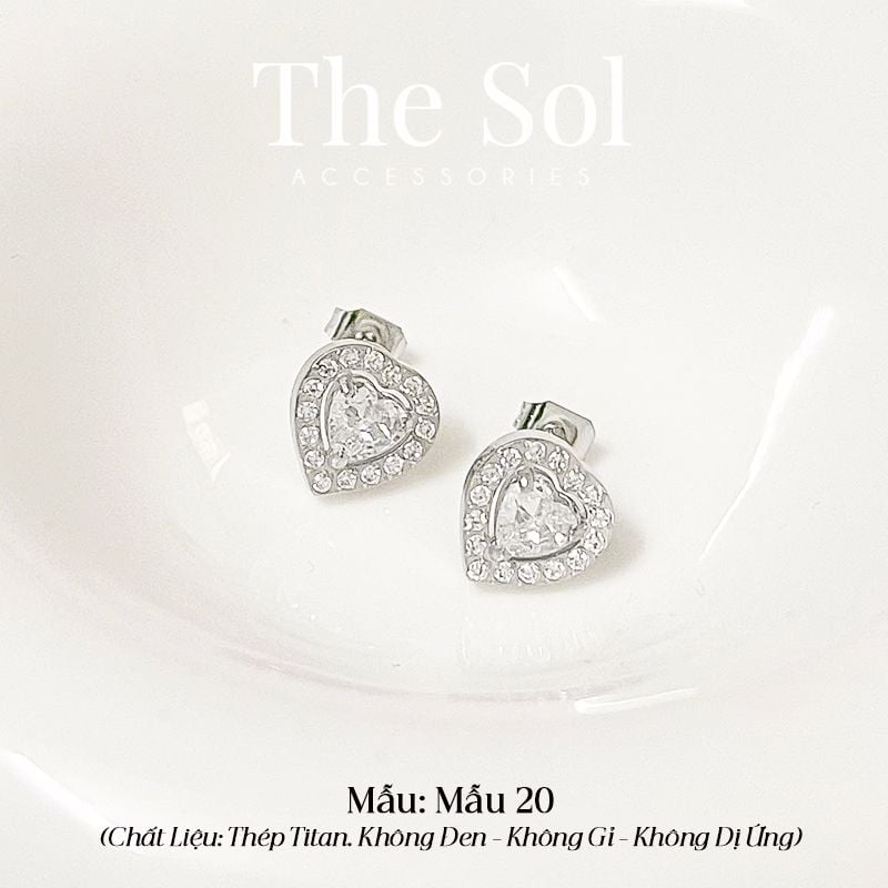  Bông Tai Titan Diamond Heart 