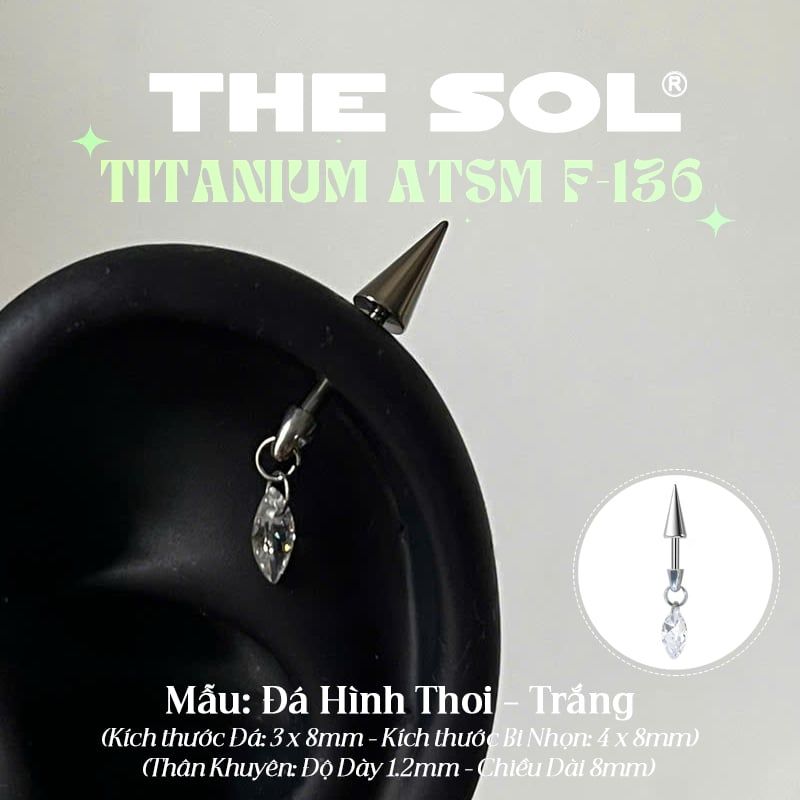  Khuyên Tai TITANIUM ATSM F-136 VERTICAL HELIX 