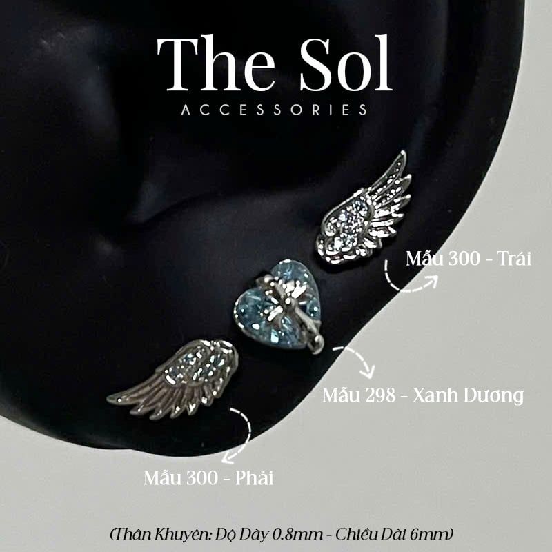  Khuyên Tai Thép Xi Mạ The Wing - Mẫu 300 