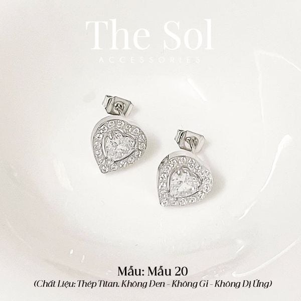  Bông Tai Titan Diamond Heart 