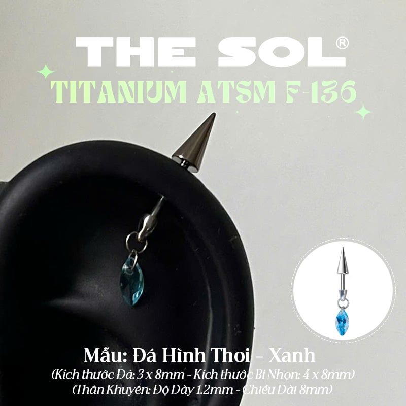  Khuyên Tai TITANIUM ATSM F-136 VERTICAL HELIX 