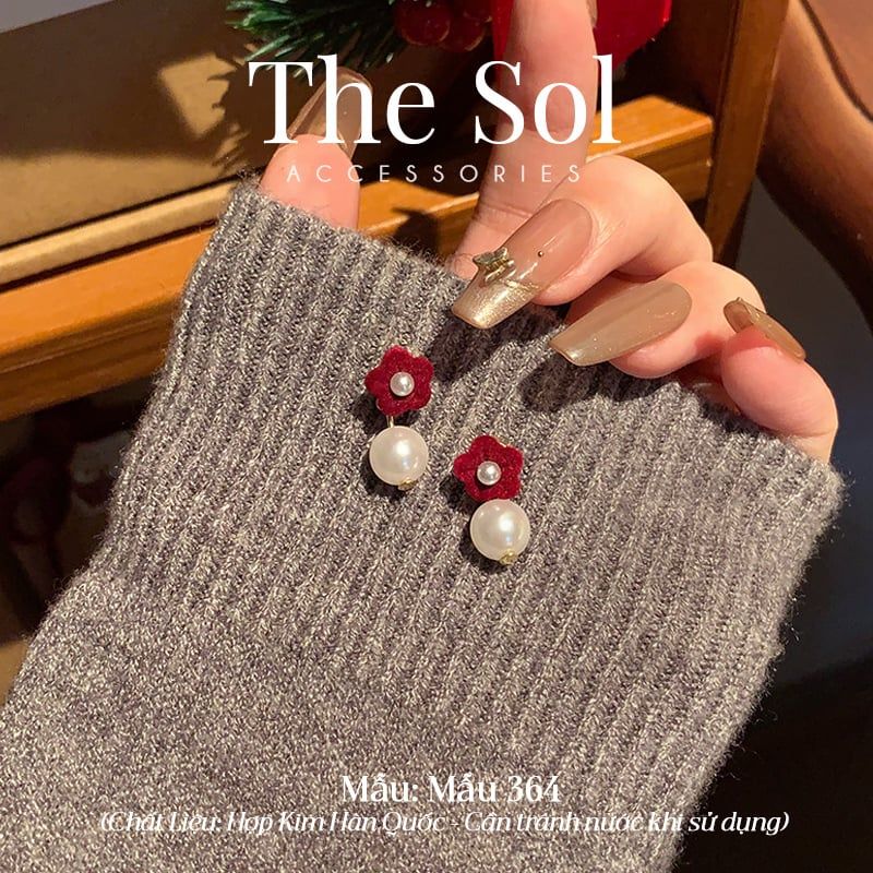  Bông Tai Hàn Quốc Velvet Flower - Mẫu 364 