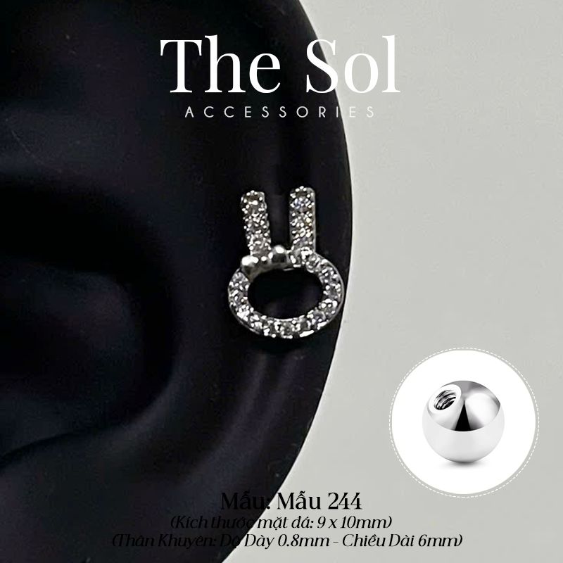  Khuyên Tai Thép Xi Mạ The Bunny - Mẫu 244 