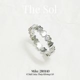  Nhẫn Thép Không Gỉ Silver Hearts Line 