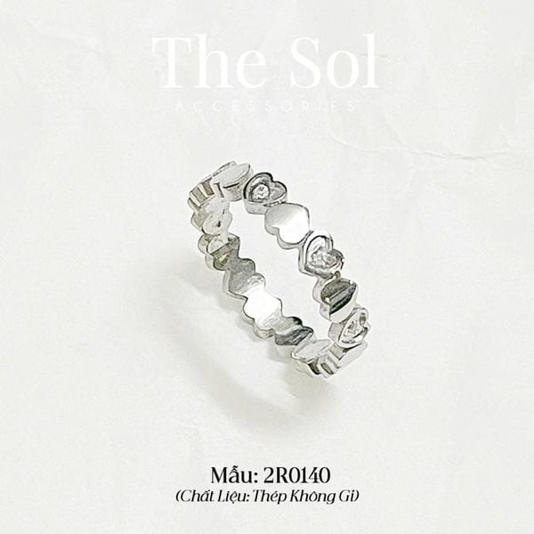  Nhẫn Thép Không Gỉ Silver Hearts Line 