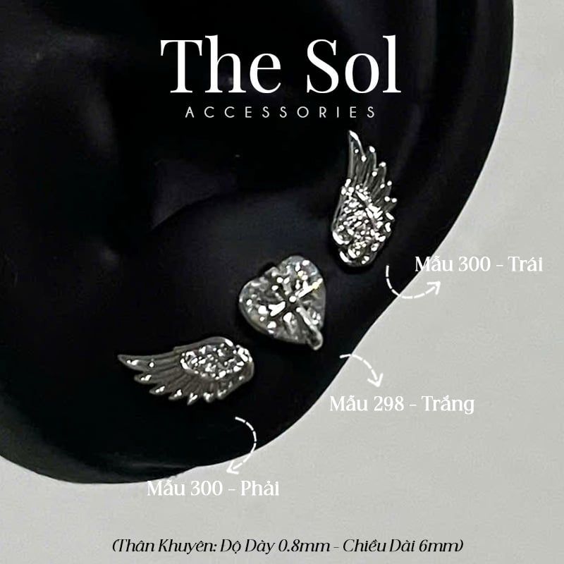  Khuyên Tai Thép Xi Mạ The Wing - Mẫu 300 