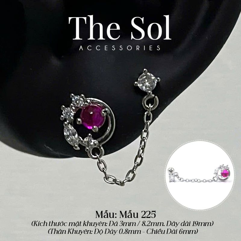  Khuyên Tai Thép Xi Mạ Pinky Gems - Mẫu 225 