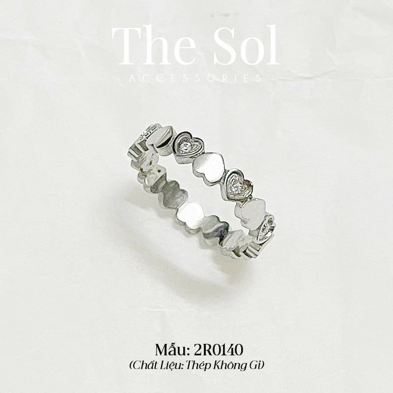  Nhẫn Thép Không Gỉ Silver Hearts Line 