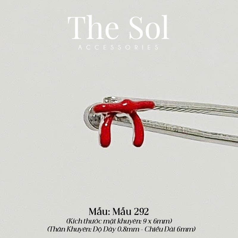  Khuyên Tai Thép Xi Mạ Red Bow - Mẫu 292 