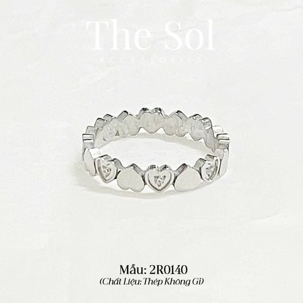  Nhẫn Thép Không Gỉ Silver Hearts Line 