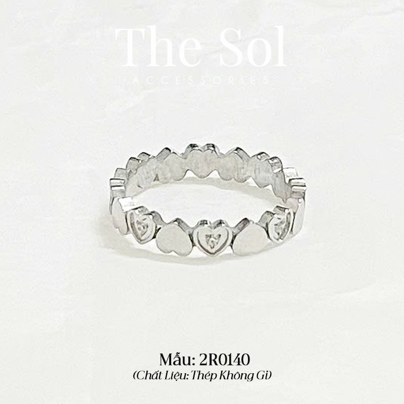  Nhẫn Thép Không Gỉ Silver Hearts Line 