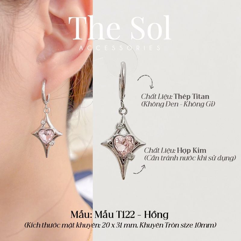  Khuyên Tai Titan The Heart - Mẫu T122 