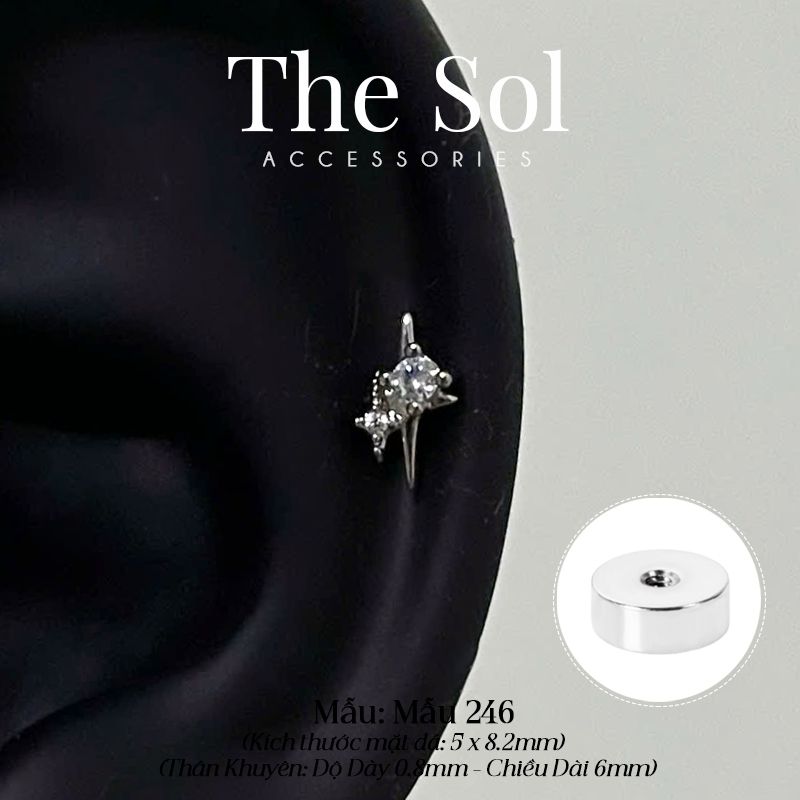  Khuyên Tai Thép Xi Mạ The Bling - Mẫu 246 
