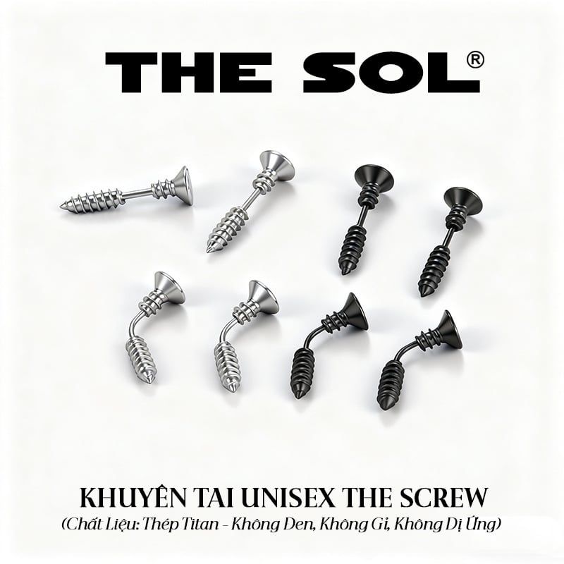  Khuyên Tai Titan Unisex The Curved Screw 